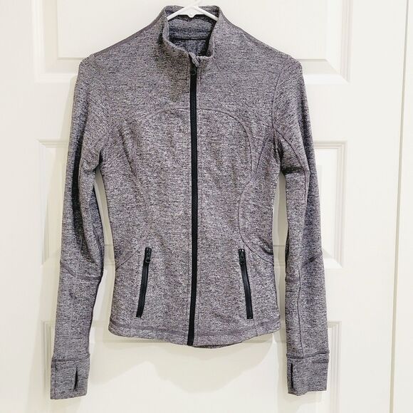 Lululemon Define Jacket Womens Size 4 Luon Heathered Black Gray Full Zip Workout - Picture 1 of 14